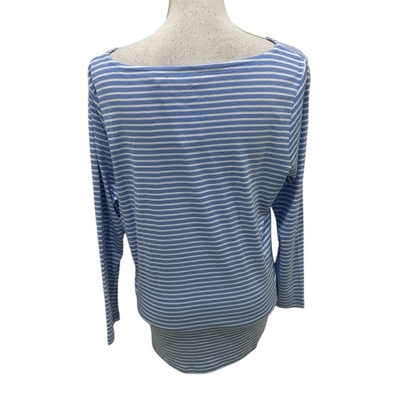 Nwt vineyard vines Blue White Striped boatneck tee modal cotton long sleeve xl - Picture 8 of 10